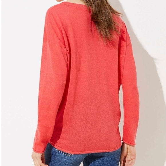 NWT Loft Linen Slouchy Tie Front Sweater‎ Lightweight Top Pink Size XL - Picture 2 of 10